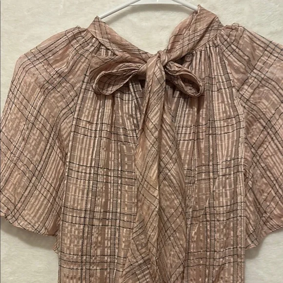 Rebecca Taylor Pink Pleated Blouse with Flutter Sleeves - Picture 3 of 7